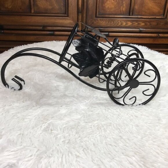 NWOT Black Metal Grapevine Scroll Wine Cart Display - Picture 5 of 9
